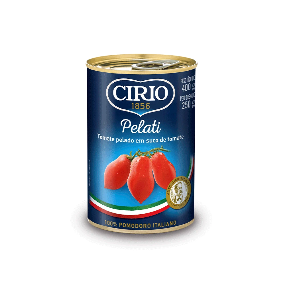 Tomate Pelado Cirio em Lata – Fardo com 12 Unidades de 400g